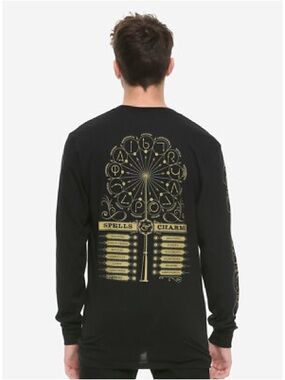 Warner Bros. Black Long-Sleeve Shirt with Gold Spellboard Graphic